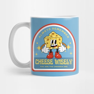 Cheese Wisely Vintage Cartoon Cheese Man Mug